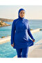 Plus Size High Neck Half Zipper Midi Hand-Tied Narrow Leg Lycra Double Boned Hijab Swimsuit - 2