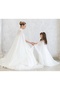 Adult+Kids White Kaftan Bindallı Cape over Dress