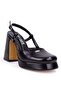 Dza07-337560 Black 10 cm Thick Heeled Platform Women's Shoes