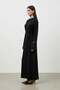 Women's Belt Detailed Comfortable Cut Long Dress Black 12671Elb - 4