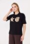 Starfish and Oyster Printed Comfortable Fit Basic T-Shirt Black - 5