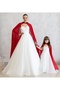 Adult+Kids Red Color Kaftan Bindalli Cape over Dress - 5