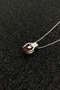 Ruby Red Heart Holding Hand Pendant, Steel Chain Glass Stone Pendant - 4