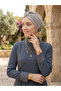 Cross Patterned Foil Lined Grey-Gold Ready-To-Wear Turban Hijab Cap Suitable for Medical Use - 8