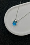 Ocean Blue Crystal Heart Pendant with Hand Figured Steel Chain - 4