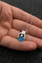 Ocean Blue Crystal Heart Pendant with Hand Figured Steel Chain - 6