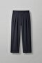 Men's Baggy Fit Pleated Stretchy Trousers Navy Blue