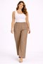 Women's Plus Size Milk Coffee, Elastic Waist Pocket Relaxed Fit High Waist Pants 65N39459 - 3