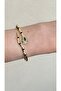 Black enamel green stone detailed snake cuff bracelet - 2