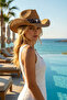 Unisex Straw Cowboy Hat – Western Style with Leather Band, Breathable Summer Hat - 3