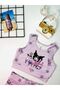 Girl's Kuromi Printed Shorts Swimsuit/Bikini Set Lilac - 3