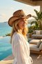 Women's Straw Cowboy Hat – Western Style with Knitted Detail, Breathable Summer Hat - 3