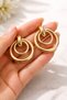 Gold Color Double Hoop Earrings Modern Design Dangle Earrings Tarnish Resistant Plated Stylish Daily Use - 7