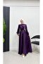 Draped Front Hijab Evening Dress with Stone Detail