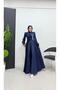 Draped Front Hijab Evening Dress with Stone Detail - 3