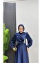 Draped Front Hijab Evening Dress with Stone Detail - 5
