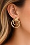 Gold Color Double Hoop Earrings Modern Design Dangle Earrings Tarnish Resistant Plated Stylish Daily Use