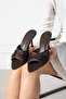 Nattya File Embroidery and Bead Detailed Pointed Toe Thin Heeled Women's Sandals Slippers