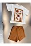 Unisex Baby Cotton Ecru Space Themed T-Shirt Shorts Set - 4