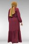 42027 Plus Size Pleated Linen Dress - Burgundy - 5