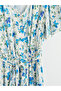 V-Neck Floral Waist Dress - 6