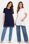 Women's Dark Blue - Ecru Colored Half Sleeve Front Chiffon Detailed Undergarment Tunic - 3