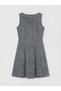Özmarka New Season Square Collar Waist-Slit Mini Jean Dress - 5