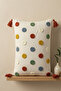 Colorful Dot Punch Embroidered Buldan Work Cotton Tassel Throw Pillow Cover 35X55 cm - 8