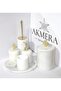 White Marble Gold Coral Detailed 7 Piece Bathroom Set - 3