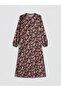 Lcw Grace Brown Oval Neckline Floral A-Line Dress with Nevavm Difference - S6K053Z8-Lr3