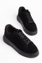 Men's Black Suede Vegan Leather Casual Men's Shoes with Black Soles - 3