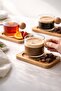 6-Pack of 12-Piece Borosilicate Glass with Bamboo Plates, Cork Handle Cup, 150 ml Glass Tea and Coffee Cup - 3