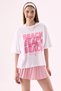 Crep Women's Beach Text Printed Crew Neck Short Sleeve T-Shirt – Oversize Fit 100% Cotton White - 6