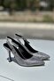 Tao Platinum Silvery Pointed Toe Slingback Thin Heel Women's Shoes - 4
