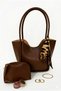 Women's Shoulder Bag with Shawl Detail, Set of 2, Daily Stylish Handbag with Wallet