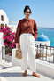 High Waist Tie-Up Tapered Leg Comfortable Trousers Pants 6923905
