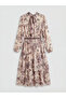 Nevavm High Collar Patterned Layered Dress with a Difference - 6