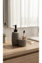 Polyresin Liquid Soap Dispenser & Sponge Holder Set - Modern Striped Design Kitchen Bathroom Organizer 19X15Cm Gray - 5