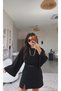 Women's Draped Bat Sleeve Blazer with Waist Fastening and Waist Ruching Detail in Modal Fabric Ml91112 - 2