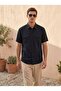 Linen Basic Navy Blue Shirt - 2