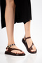 Janie Women's Genuine Leather Buckle Bitter Brown Sandals - 3