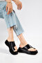 Ottilie Balon Sole Genuine Leather Women's Black Flip-Flop Slippers - 2
