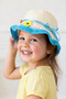 Girl's Blue Floral Detailed Straw Summer Hat - Sun Protection Beach Fedora - 3