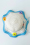 Girl's Blue Floral Detailed Straw Summer Hat - Sun Protection Beach Fedora