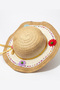 Girl's Camel Flower Detailed Straw Summer Hat - Sun Protection Beach Fedora