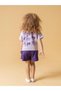 Girl's Top and Bottom Set with Back Bow Detail Tshirt & Shorts 100% Cotton Purple-Lilac - 2