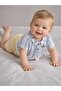 100% Cotton Striped Shirt Detailed Muslin Fabric Baby Romper - 4