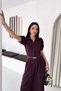 Women's Purple Stone Detailed Belted Wide Leg Jumpsuit Mlbk4592