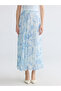 Vizyon New Season Elastic Waist Patterned Chiffon Pleated Skirt - 2