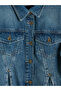 Nevavm Shirt Collar Women's Jean Jacket with Difference - 7